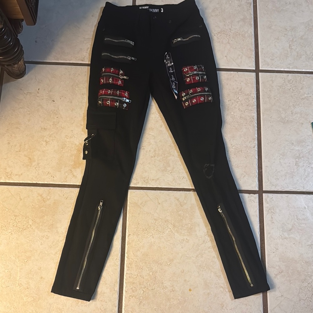 Black Skinny Jumpsuit with Red Accents